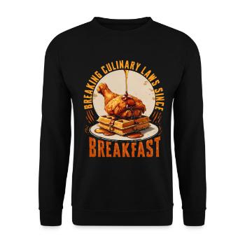 Chicken With Waffles Breaking Culinary Laws - Unisex Sweatshirt - black - Front - Alina (178cm) & Michal (187cm)