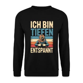 Tauchen Ich bin tiefenentspannt Taucherhelm - Unisex Pullover - Schwarz - Vorne - Alina (178cm) & Michal (187cm)