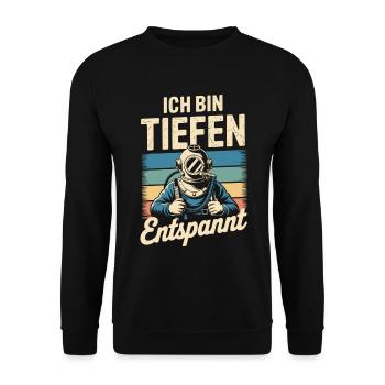 Tauchen Ich bin tiefenentspannt Taucherhelm - Unisex Pullover - Schwarz - Vorne - Alina (178cm) & Michal (187cm)