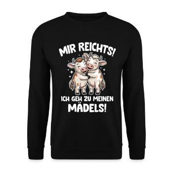 Landwirt Mir reichts ich geh zu meinen Mädels - Unisex Pullover - Schwarz - Vorne - Alina (178cm) & Michal (187cm)