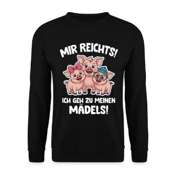 Landwirt Mir reichts ich geh zu meinen Mädels - Unisex Pullover - Schwarz - Vorne - Alina (178cm) & Michal (187cm)