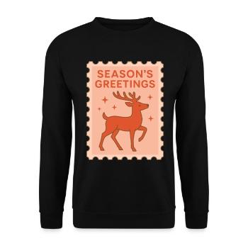 Season's Greetings Reindeer Holiday Cheer - Unisex Sweatshirt - black - Front - Alina (178cm) & Michal (187cm)