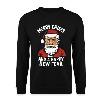 Frohe Krise Und Ein Froher TNeuer Angst-Weihnachtsmann - Unisex Pullover - Schwarz - Vorne - Alina (178cm) & Michal (187cm)