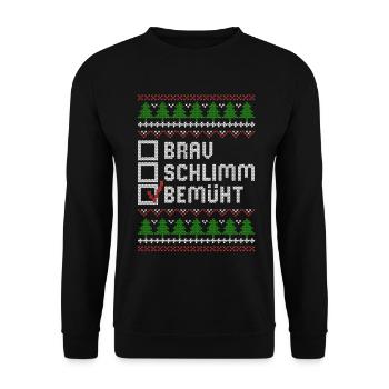 Bien | mauvais | Müht - design de Noël laid - Sweat-shirt Unisexe - noir - Devant - Alina (178cm) & Michal (187cm)