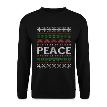 Paix | design de Noël laid - Partner Look - Sweat-shirt Unisexe - noir - Devant - Alina (178cm) & Michal (187cm)