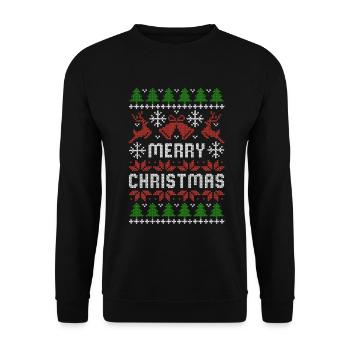 Joyeux Noël | Chemise de Noël moche - Sweat-shirt Unisexe - noir - Devant - Alina (178cm) & Michal (187cm)