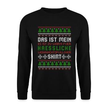 Es ist zu warm für hässliche Weihnachtspullover - Unisex Pullover - Schwarz - Vorne - Alina (178cm) & Michal (187cm)