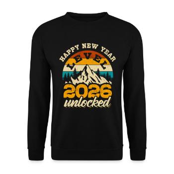 Bonne Année | Niveau 2026 débloqué | Joueur - Sweat-shirt Unisexe - noir - Devant - Alina (178cm) & Michal (187cm)