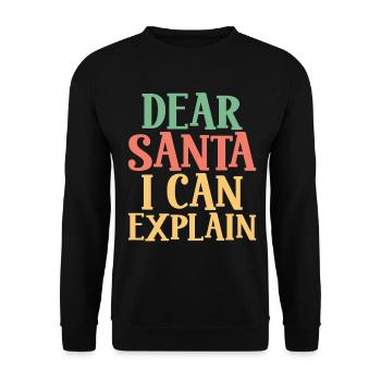 Lieber Weihnachtsmann, ich kann es erklären - Weihnachtshumor - Unisex Pullover - Schwarz - Vorne - Alina (178cm) & Michal (187cm)