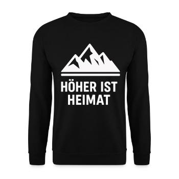 Höher ist Heimat Berg liebe Wander Shirt - Unisex Pullover - Schwarz - Vorne - Alina (178cm) & Michal (187cm)