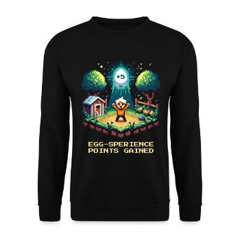Egg-sperience points collected | Level Up Humor - Unisex Sweatshirt - black - Front - Alina (178cm) & Michal (187cm)