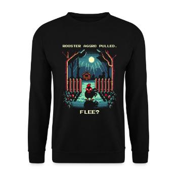 Hahn Aggro gezogen | Flucht aktivieren? - Unisex Pullover - Schwarz - Vorne - Alina (178cm) & Michal (187cm)