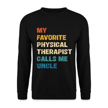 Mon physiothérapeute préféré m’appelle mon oncle - Sweat-shirt Unisexe - noir - Devant - Alina (178cm) & Michal (187cm)