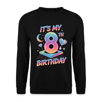 It's My 8th Birthday K-Pop Aesthetic - Unisex Pullover - Schwarz - Vorne - Alina (178cm) & Michal (187cm)