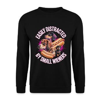 Easily Distracted By Small Wieners Unwearable - Unisex Sweatshirt - black - Front - Alina (178cm) & Michal (187cm)