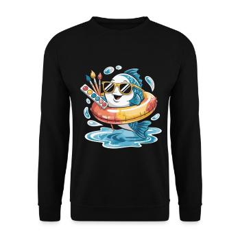 Poisson coloré avec lunettes de soleil - Sweat-shirt Unisexe - noir - Devant - Alina (178cm) & Michal (187cm)