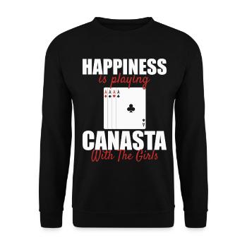 Canasta Glück: Mit den Mädels Karten spielen - Unisex Pullover - Schwarz - Vorne - Alina (178cm) & Michal (187cm)