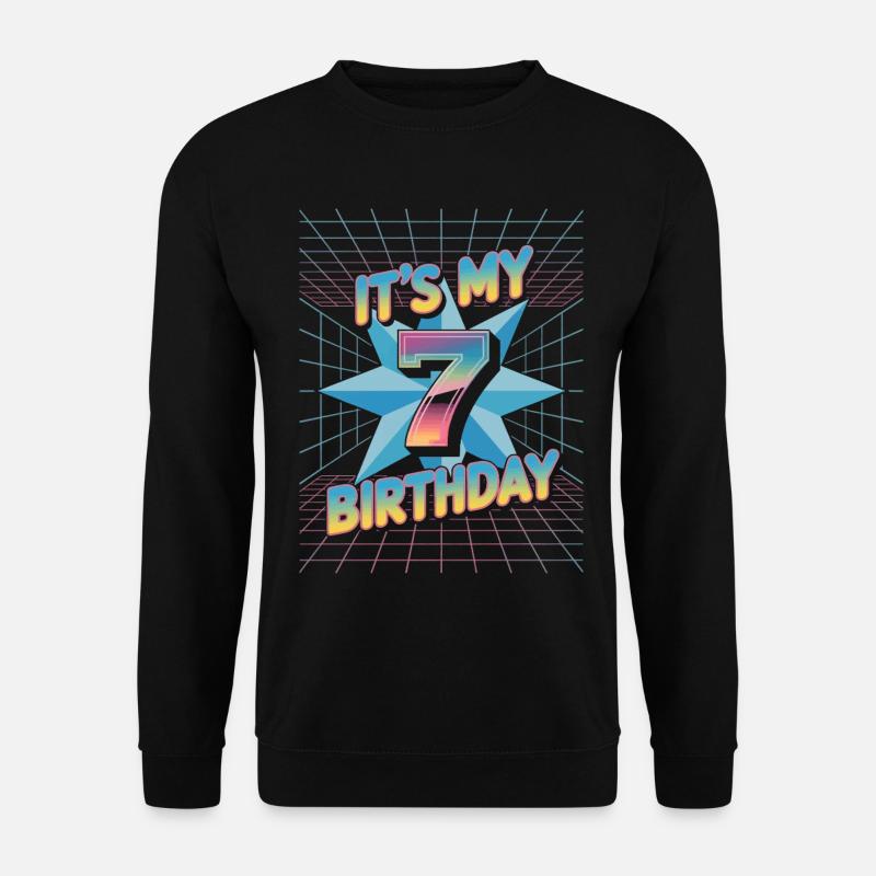 7. Geburtstag Geschenk im coolen 80er Jahre Stil - Unisex Pullover - Schwarz