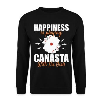 Canasta Glück: Mit den Mädels Karten spielen - Unisex Pullover - Schwarz - Vorne - Alina (178cm) & Michal (187cm)