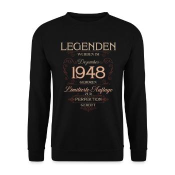 77th Birthday Legend December Vintage 1948 - Unisex Sweatshirt - black - Front - Alina (178cm) & Michal (187cm)