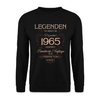 60ème Anniversaire Légende Décembre Millésime 1965 - Sweat-shirt Unisexe - noir - Devant - Alina (178cm) & Michal (187cm)