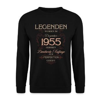 70th Birthday Legend December Vintage 1955 - Unisex Sweatshirt - black - Front - Alina (178cm) & Michal (187cm)