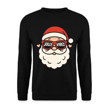 Jolly Vibes Weihnachtsmann Familie Weihnachtsspaß - Unisex Pullover - Schwarz - Vorne - Alina (178cm) & Michal (187cm)