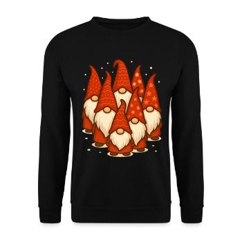 Festive Gnome Gathering for Merry Christmas Cheer - Unisex Sweatshirt - black - Front - Alina (178cm) & Michal (187cm)