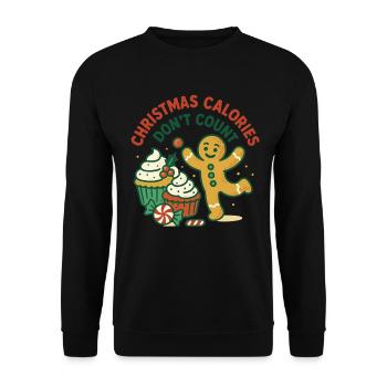 Christmas Calories Don't Count Holiday Fun - Unisex Sweatshirt - black - Front - Alina (178cm) & Michal (187cm)
