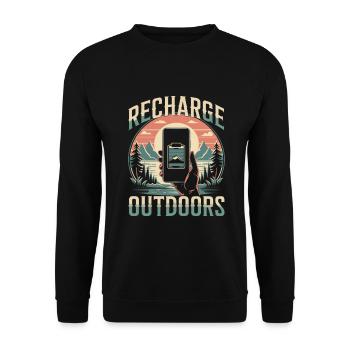 Outdoor Motivation - Unisex Pullover - Schwarz - Vorne - Alina (178cm) & Michal (187cm)
