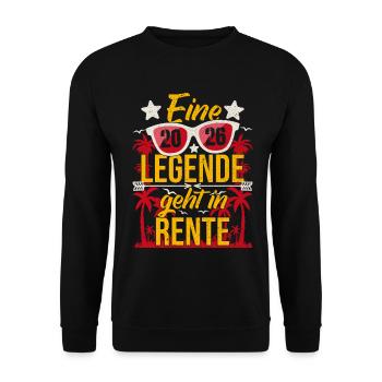 Rente 2026 Eine Legende geht in Rente Abschied - Unisex Pullover - Schwarz - Vorne - Alina (178cm) & Michal (187cm)