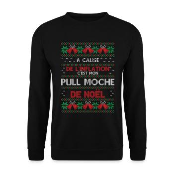 Hässliche Weihnachten Pullover Humor Inflation Geschenk Weihnachten - Unisex Pullover - Schwarz - Vorne - Alina (178cm) & Michal (187cm)