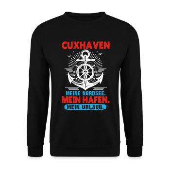 North Sea CUXHAVEN MY NORTH SEA MY PORT Cuxhaven - Unisex Sweatshirt - black - Front - Alina (178cm) & Michal (187cm)