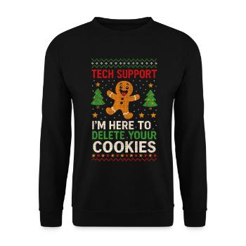 Tech Support I'm Here To Delete Your Cookies - Unisex Pullover - Schwarz - Vorne - Alina (178cm) & Michal (187cm)