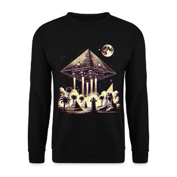 Ancient Pyramid UFO Mystery Design Shirt - Unisex Sweatshirt - black - Front - Alina (178cm) & Michal (187cm)