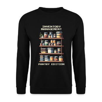 Gestion des stocks | Édition garde-manger - Sweat-shirt Unisexe - noir - Devant - Alina (178cm) & Michal (187cm)