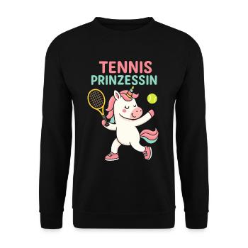 Tennis Prinzessin Einhorn Shirt für Mädchen - Unisex Pullover - Schwarz - Vorne - Alina (178cm) & Michal (187cm)
