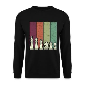 Colored Chess Pieces Line Painting - Unisex Sweatshirt - black - Front - Alina (178cm) & Michal (187cm)