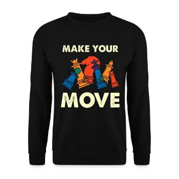 Make your move – colorful chess pieces - Unisex Sweatshirt - black - Front - Alina (178cm) & Michal (187cm)