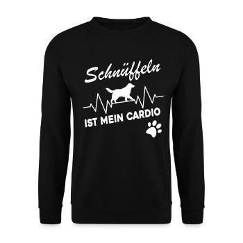 Mantrailing Schnüffeln ist mein Cardio - Unisex Pullover - Schwarz - Vorne - Alina (178cm) & Michal (187cm)