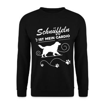 Schnüffeln ist mein Cardio Mantrailing - Unisex Pullover - Schwarz - Vorne - Alina (178cm) & Michal (187cm)