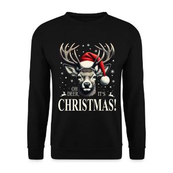 Cerf avec chapeau de Noël Noël Noël - Sweat-shirt Unisexe - noir - Devant - Alina (178cm) & Michal (187cm)