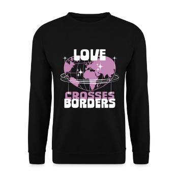 L’humanité L’égalité L’amour traverse les frontières - Sweat-shirt Unisexe - noir - Devant - Alina (178cm) & Michal (187cm)