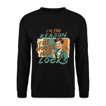 Frère Sœur Je suis la raison pour laquelle la maison avait des serrures - Sweat-shirt Unisexe - noir - Devant - Alina (178cm) & Michal (187cm)