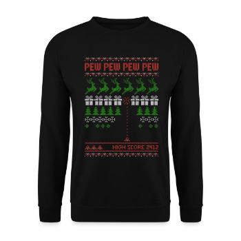 Pew Pew Pew Pew | Shooting Game | ugly christmas - Unisex Sweatshirt - black - Front - Alina (178cm) & Michal (187cm)