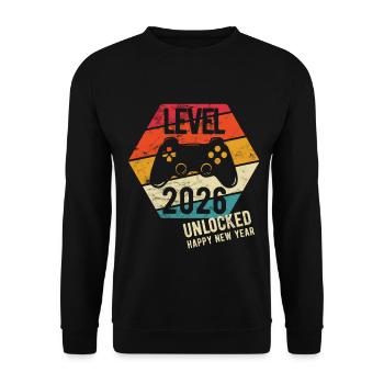 Bonne Année | Niveau 2026 débloqué | Joueur - Sweat-shirt Unisexe - noir - Devant - Alina (178cm) & Michal (187cm)
