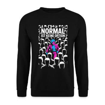 Normal ist keine Option Neon Popart - Unisex Pullover - Schwarz - Vorne - Alina (178cm) & Michal (187cm)