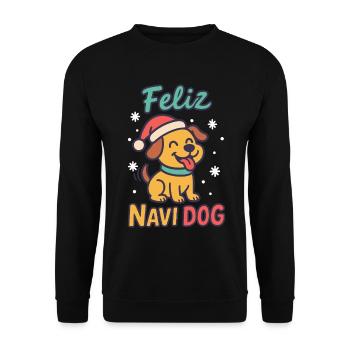 Feliz Navi Chien Drôle Noël Père Noël Vacances - Sweat-shirt Unisexe - noir - Devant - Alina (178cm) & Michal (187cm)
