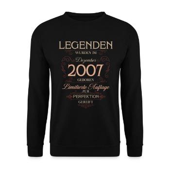 18. Geburtstag Legende Dezember Jahrgang 2007 - Unisex Pullover - Schwarz - Vorne - Alina (178cm) & Michal (187cm)