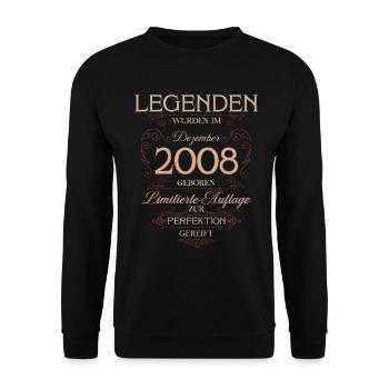 18th Birthday Legend December Vintage 2008 - Unisex Sweatshirt - black - Front - Alina (178cm) & Michal (187cm)